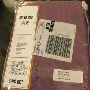 𝅺BRYLANE home 5pc purple sheer curtain size 96”w 84”L still in package